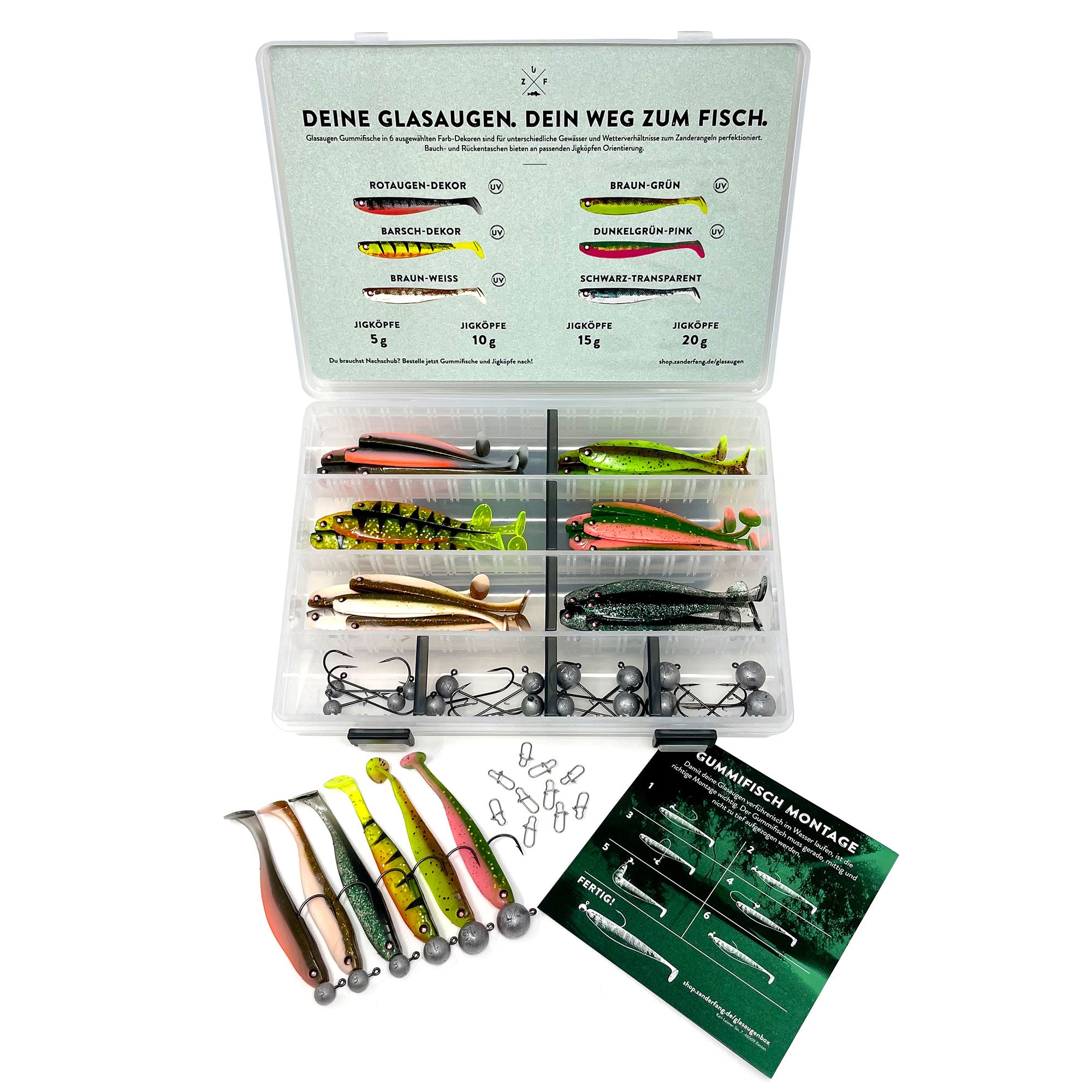 Glasaugenbox 12,5cm Gummifische