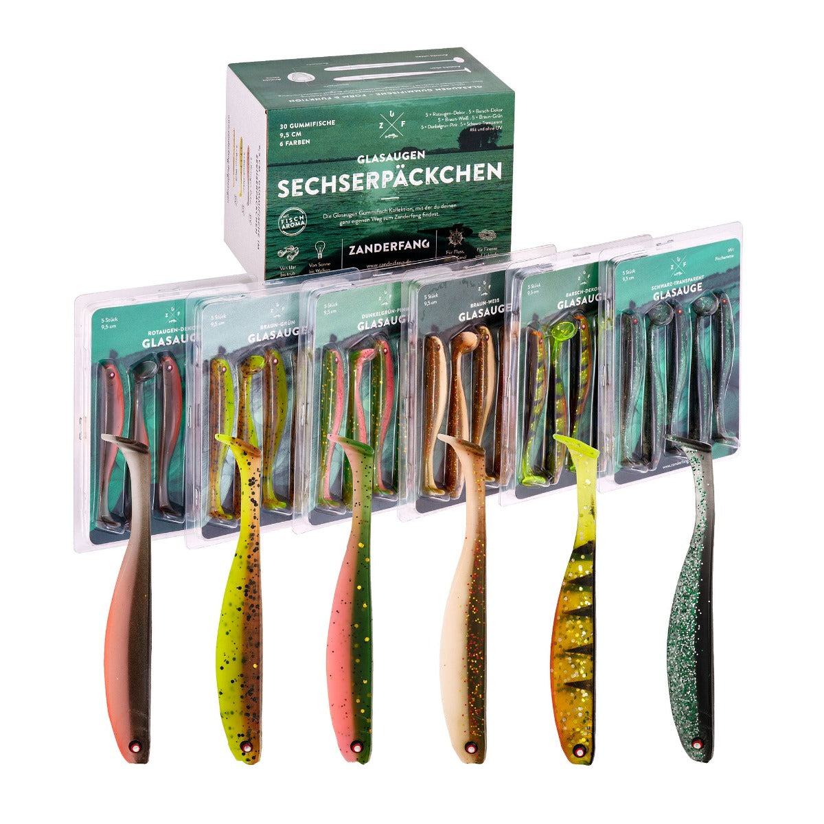 Gummifische im Set 9cm Glasaugen zum Barschangeln und Zanderköder