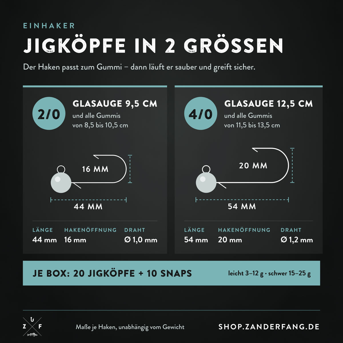 Jigköpfe Grösse für Gummifische