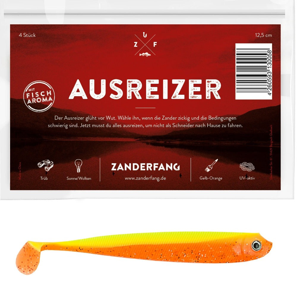 Gummifisch Ausreizer UV aktiv geld orange