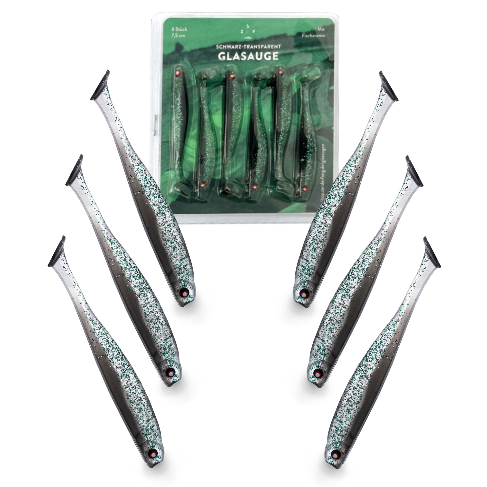 Glasaugen Gummifische 7,5cm Zanderfang für Barsche und Zander