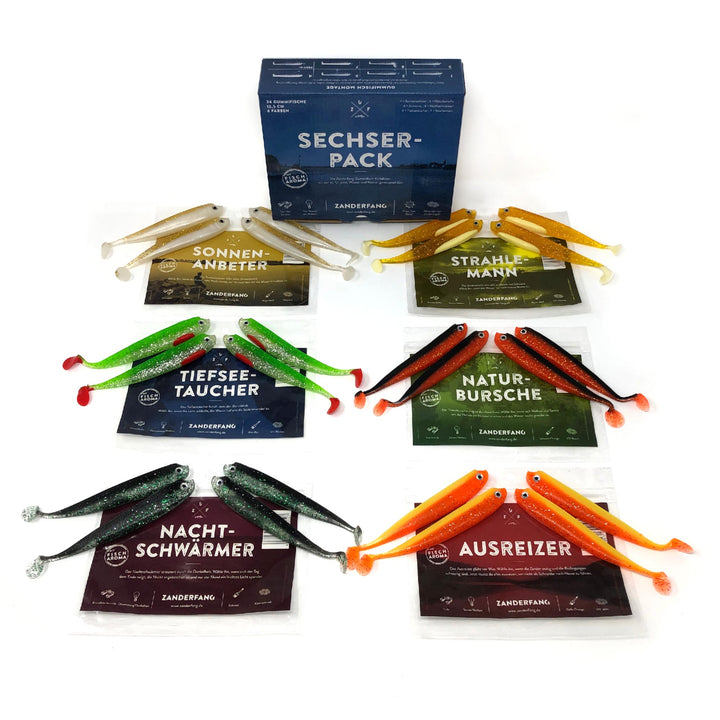 Zander Gummifische 24er Set 6 Farben von Zanderfang