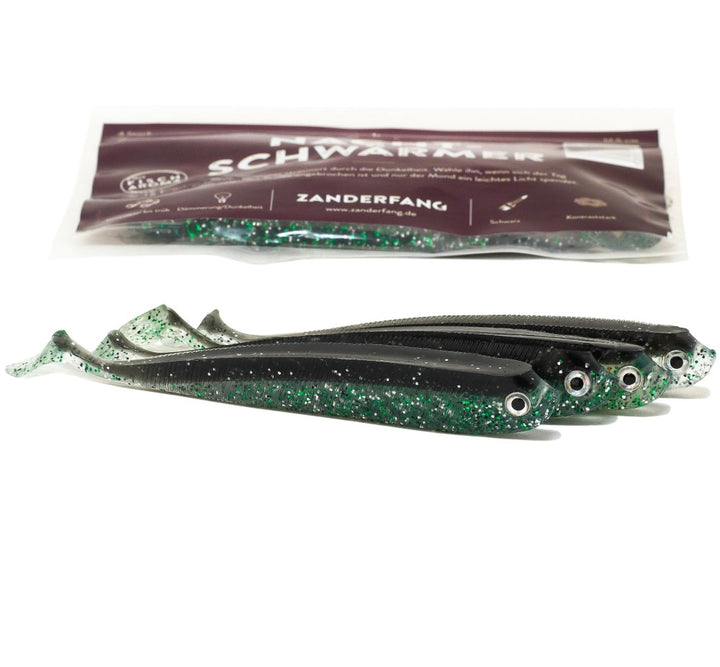 Gummifische von Zanderfang für die Nacht in schwarz