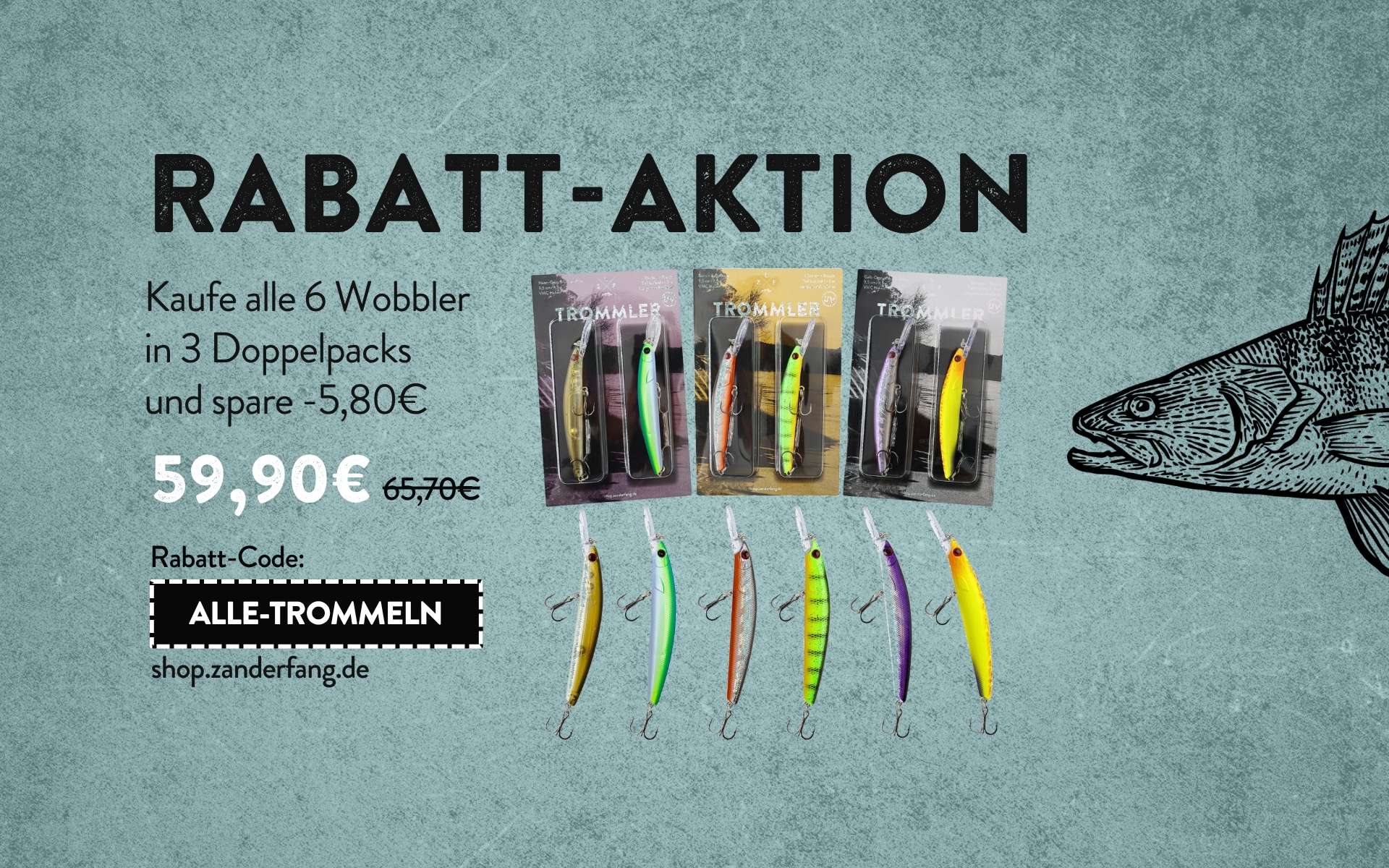 Barsch Wobbler Zander Trommler Rabatt Aktion