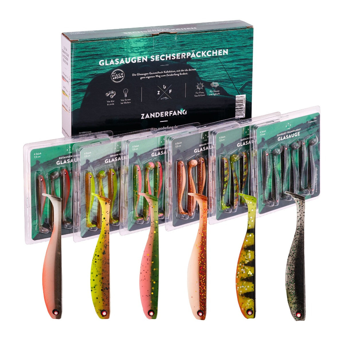 Gummifische Set 7cm Glasaugen zum Angeln auf Barsch und Forelle