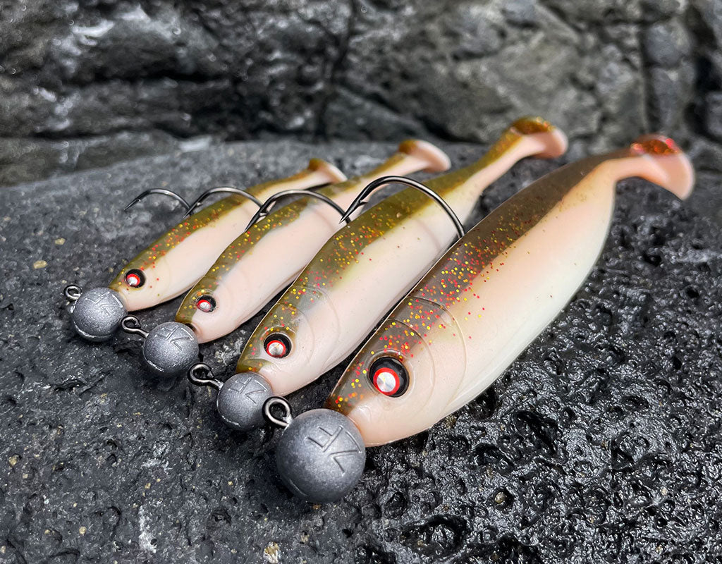 Gummifische Zander Glasaugen Weiss-Braun