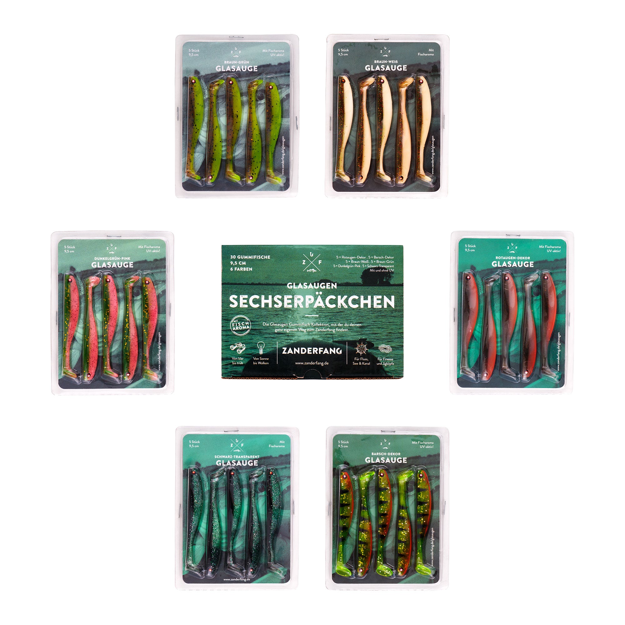 Gummiköder Barsch Angeln Gummifische 9cm Glasaugen Set 