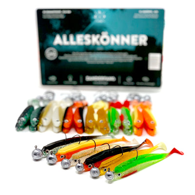Gummifische mit 16 Jigköpfe 10-25 Gramm