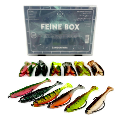 Offset Haken und Gummifische in der Finesse Box zum Zanderangeln
