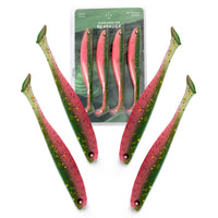 Zanderfang Glasauge in Pink-Grün 12cm Gummiköder